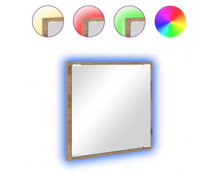 Sonata H LED огледало за баня с огледало дъб артизан 40 x 8.5 x 37 см