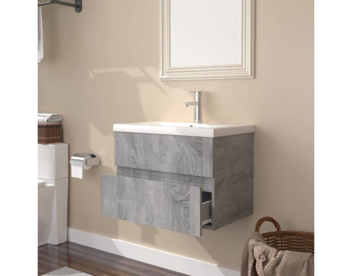 Sonata H Шкаф за мивка с вградена мивка, сив сонома, инженерно дърво