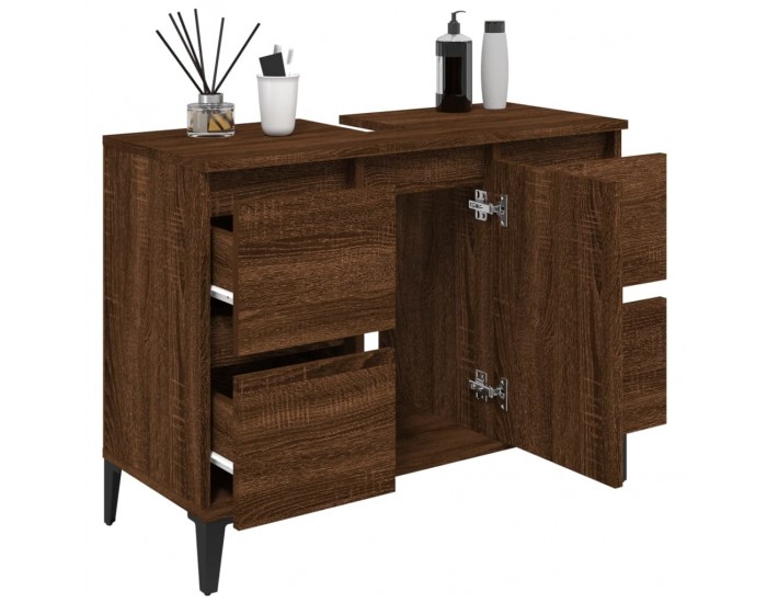 Sonata H Шкаф за мивка, кафяв дъб, 80x33x60 см, инженерно дърво