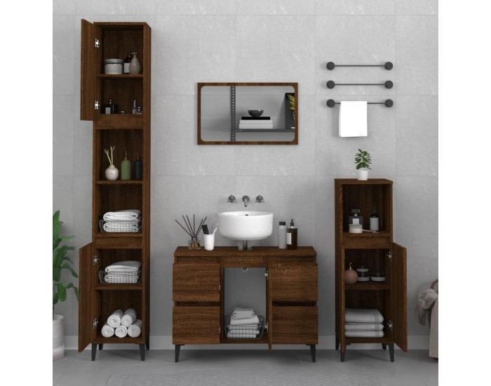 Sonata H Шкаф за мивка, кафяв дъб, 80x33x60 см, инженерно дърво