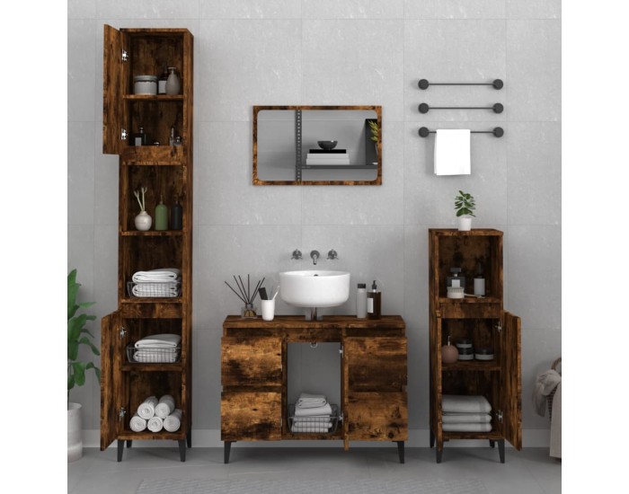 Sonata H Шкаф за мивка, опушен дъб, 80x33x60 см, инженерно дърво