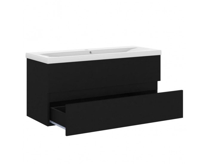 Sonata H Шкаф за баня с вградена мивка, черен, инженерно дърво