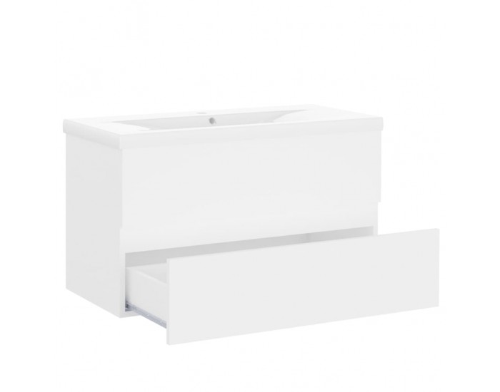 Sonata H Шкаф за баня с вградена мивка, бял, инженерно дърво