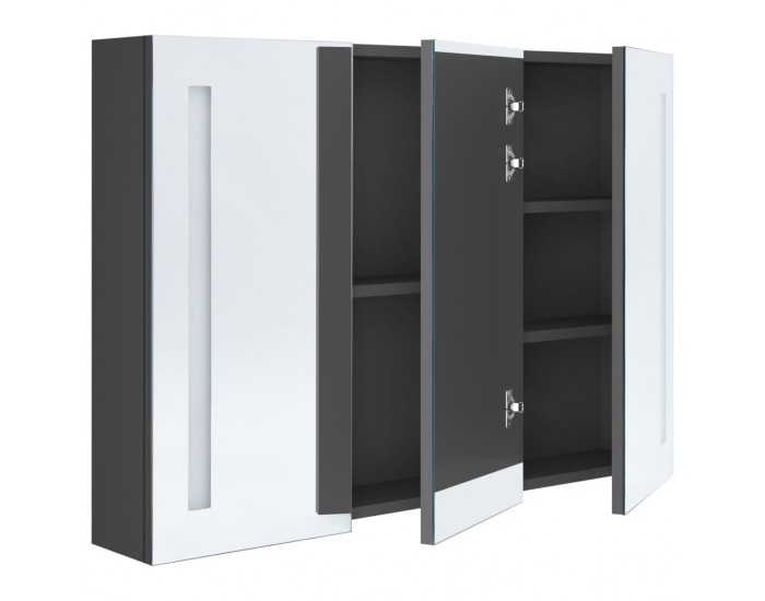 Sonata H LED шкаф с огледало за баня, 89x14x62 см, сив