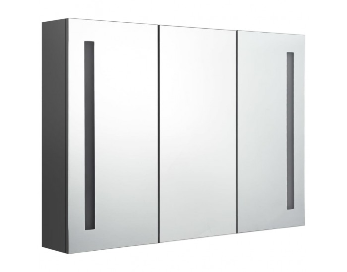 Sonata H LED шкаф с огледало за баня, 89x14x62 см, сив