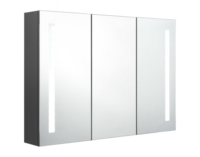 Sonata H LED шкаф с огледало за баня, 89x14x62 см, сив