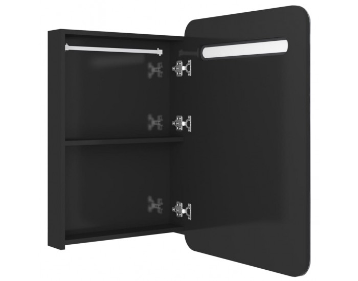 Sonata H LED шкаф с огледало за баня, сияйно черно, 60x11x80 см