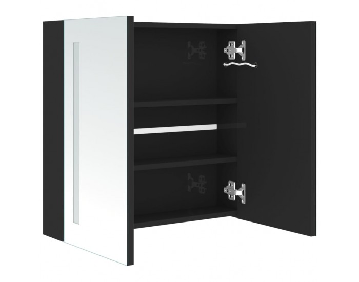 Sonata H LED шкаф с огледало за баня, сияйно черно, 62x14x60 см