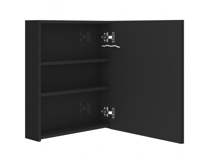 Sonata H LED шкаф с огледало за баня, сияйно черно, 50x14x60 см