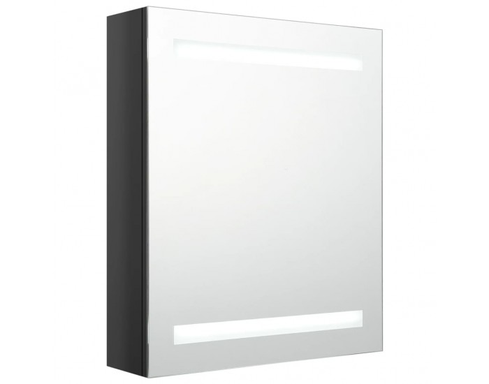 Sonata H LED шкаф с огледало за баня, сияйно черно, 50x14x60 см