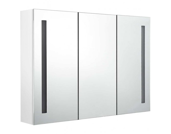 Sonata H LED шкаф с огледало за баня, 89x14x62 см, блестящо бял