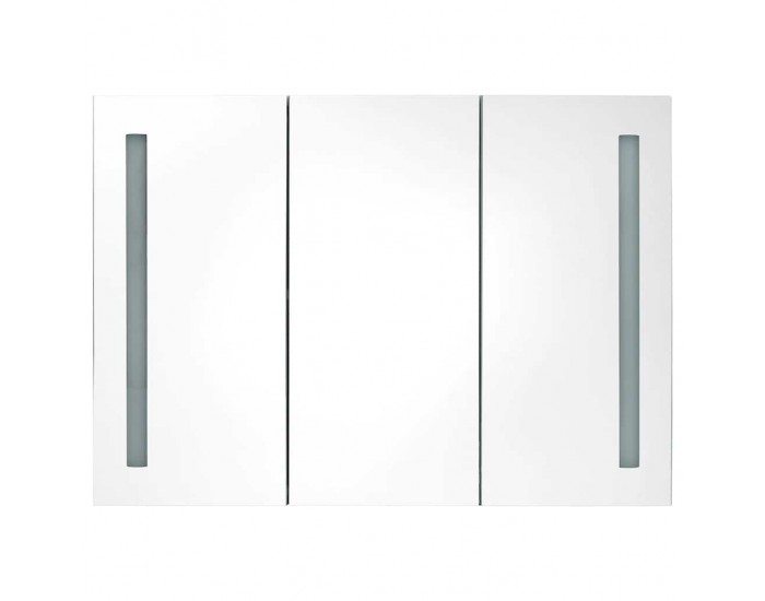 Sonata H LED шкаф с огледало за баня, 89x14x62 см, блестящо бял