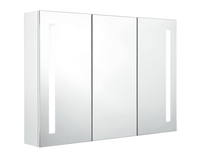 Sonata H LED шкаф с огледало за баня, 89x14x62 см, блестящо бял