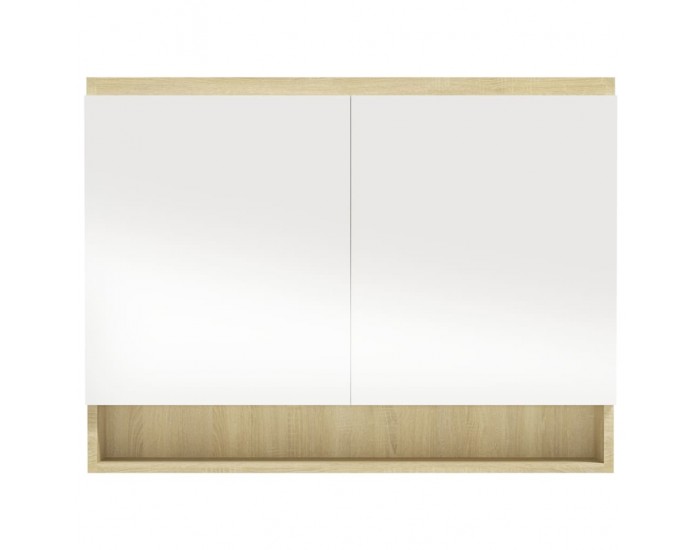 Sonata H Шкаф с огледало за баня, 80x15x60 см, МДФ, бяло и дъб