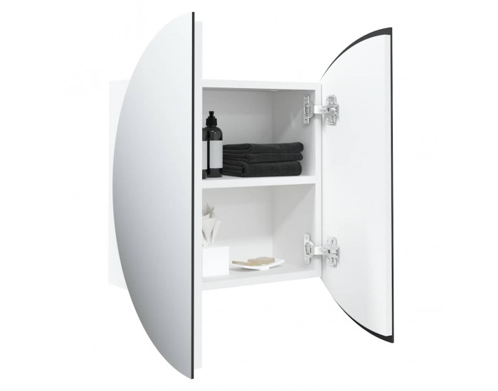 Sonata H Шкаф за баня с кръгло огледало и LED, бял, 40x40x17,5 см