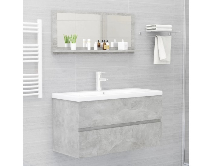 Sonata H Огледало за баня, бетонно сиво, 90x10,5x37 см, ПДЧ