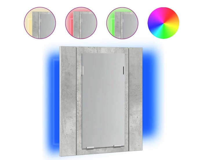 Sonata H LED шкаф с огледало за баня, бетонно сив, 40x12x45 см, акрил