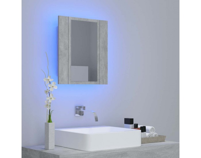 Sonata H LED шкаф с огледало за баня, бетонно сив, 40x12x45 см, акрил