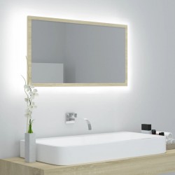 Sonata H LED огледало за баня, дъб сонома, 80x8,5x37 см, акрил - Шкафове за баня