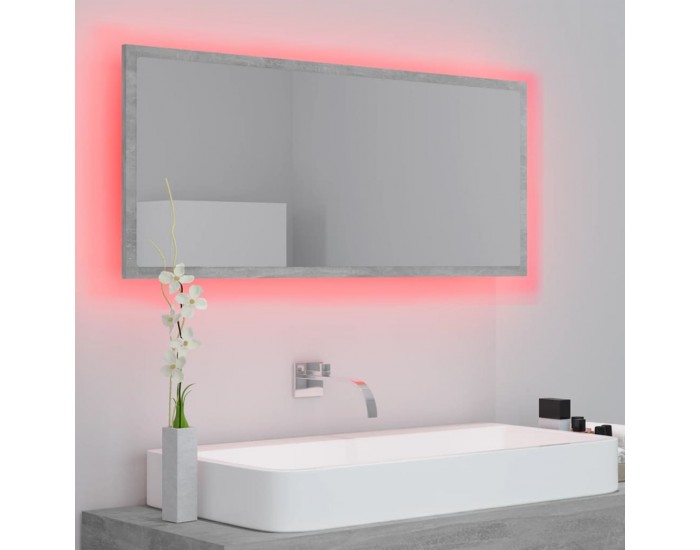 Sonata H LED огледало за баня, бетонно сиво, 100x8,5x37 см, акрил