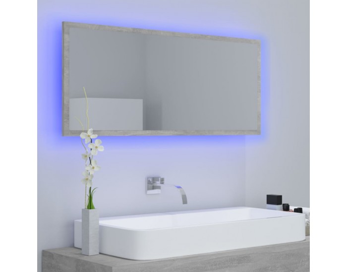 Sonata H LED огледало за баня, бетонно сиво, 100x8,5x37 см, акрил