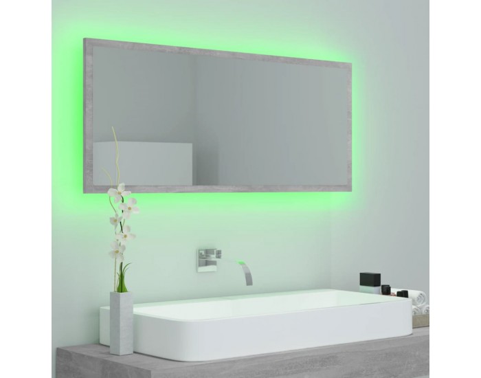 Sonata H LED огледало за баня, бетонно сиво, 100x8,5x37 см, акрил