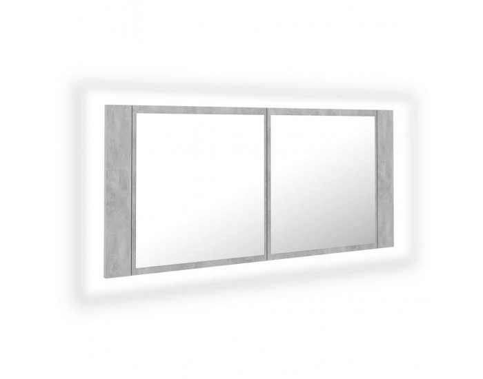 Sonata H LED шкаф с огледало за баня, бетонно сив, 100x12x45 см, акрил