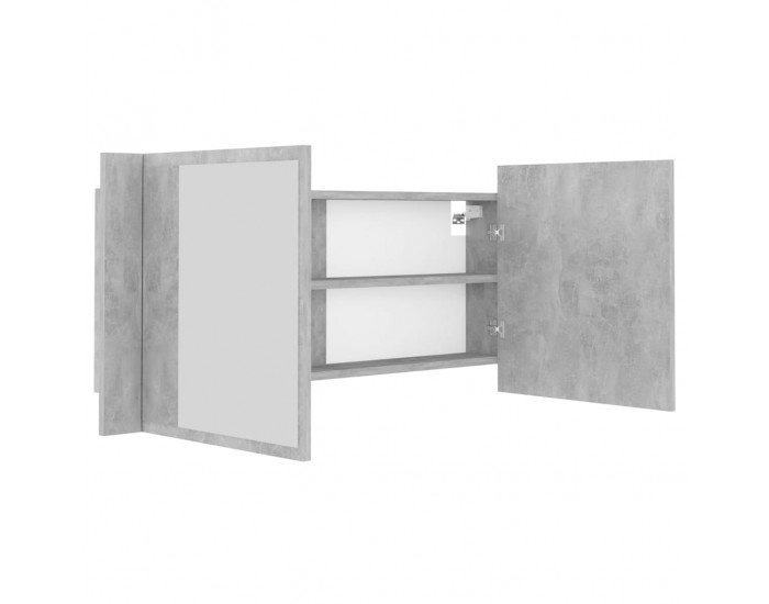 Sonata H LED шкаф с огледало за баня, бетонно сив, 100x12x45 см, акрил