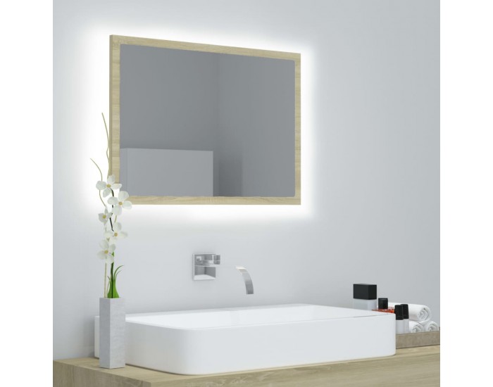 Sonata H LED огледало за баня, дъб сонома, 60x8,5x37 см, акрил