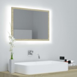 Sonata H LED огледало за баня, дъб сонома, 60x8,5x37 см, акрил - Шкафове за баня