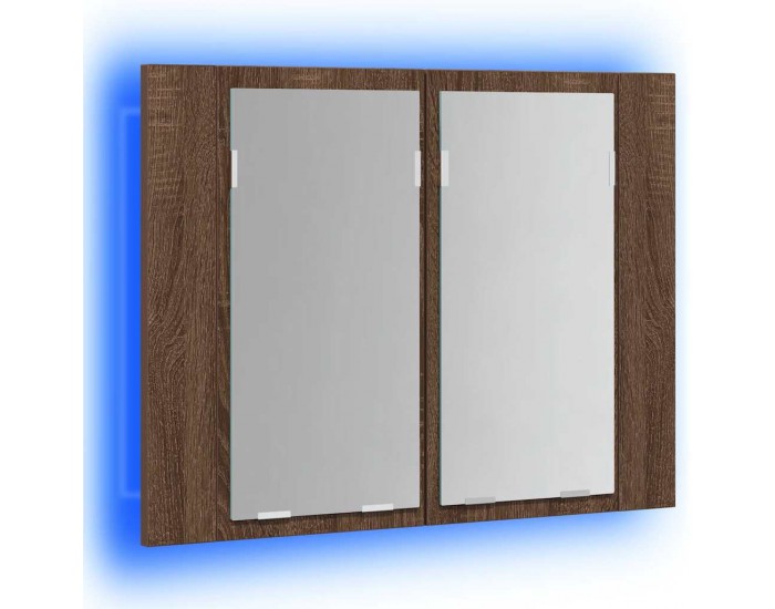 Sonata H LED огледален шкаф, кафяв дъб, 60x12x45 см, инженерно дърво