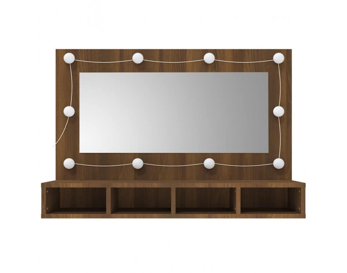 Sonata H Огледален шкаф с LED, кафяв дъб, 90x31,5x62 см