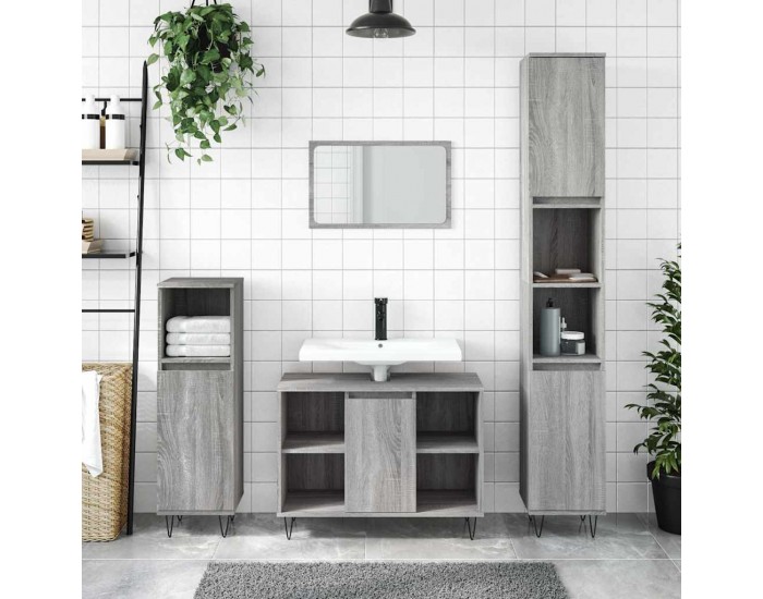 Sonata H Шкаф за баня, сив сонома, 80x33x60 см, инженерно дърво