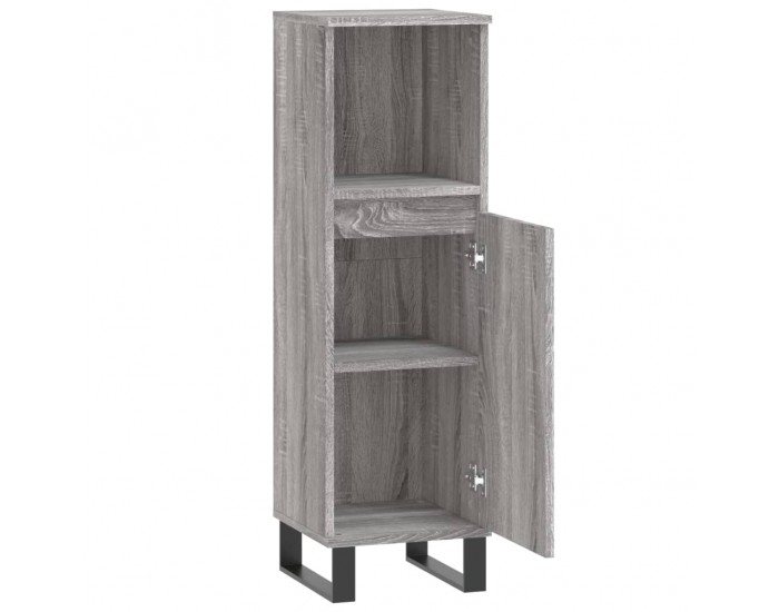 Sonata H Шкаф за баня, сив сонома, 30x30x100 см, инженерно дърво