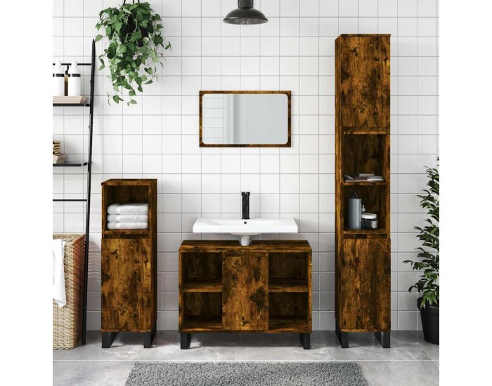 Sonata H Шкаф за баня, опушен дъб, 80x33x60 см, инженерно дърво