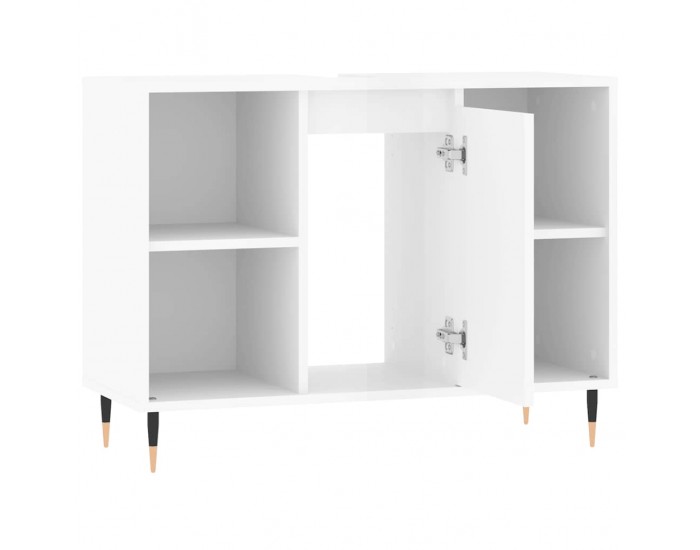 Sonata H Шкаф за баня, бял гланц, 80x33x60 см, инженерно дърво