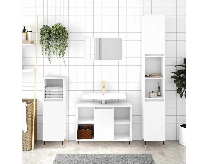 Sonata H Шкаф за баня, бял, 80x33x60 см, инженерно дърво