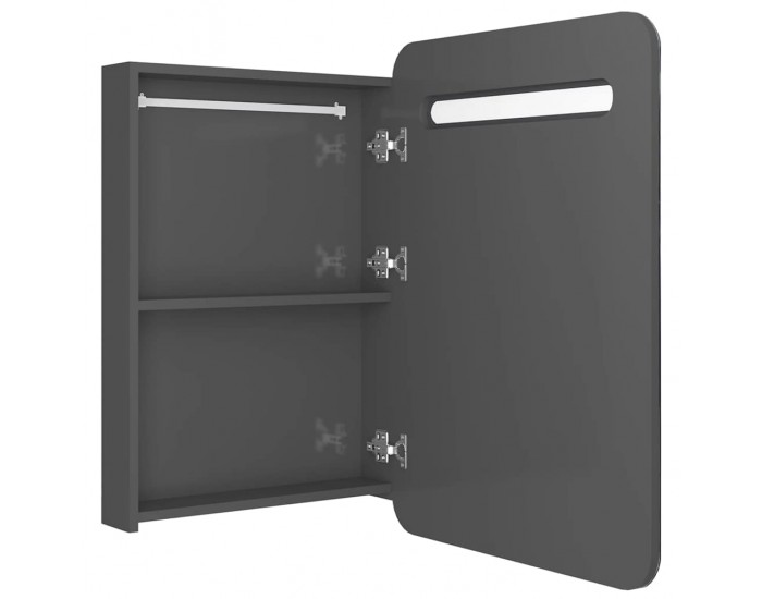 Sonata H LED шкаф с огледало за баня, сияйно сиво, 60x11x80 см