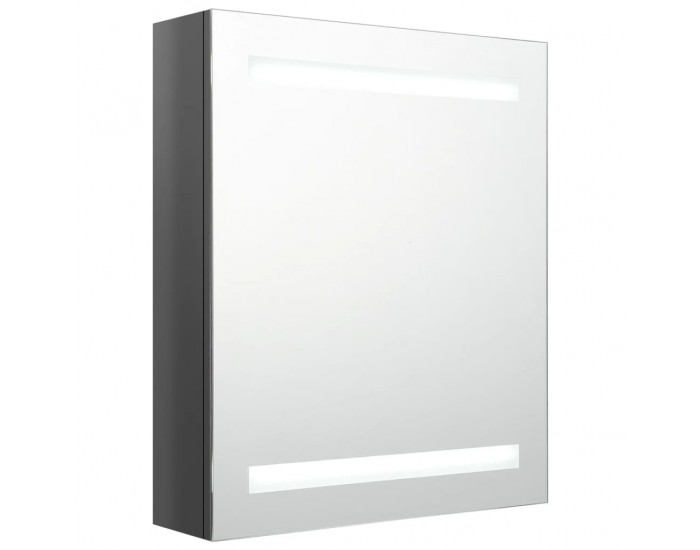 Sonata H LED шкаф с огледало за баня, сияйно сиво, 50x14x60 см