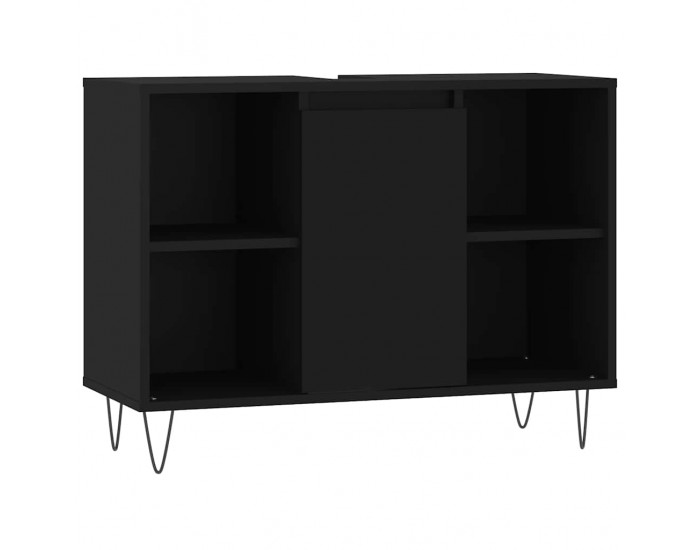 Sonata H Шкаф за баня, черен, 80x33x60 см, инженерно дърво