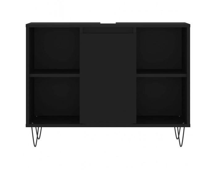 Sonata H Шкаф за баня, черен, 80x33x60 см, инженерно дърво