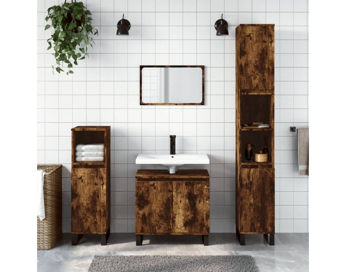 Sonata H Шкаф за баня, опушен дъб, 30x30x190 см, инженерно дърво