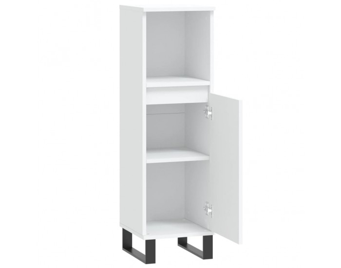 Sonata H Шкаф за баня, бял, 30x30x100 см, инженерно дърво