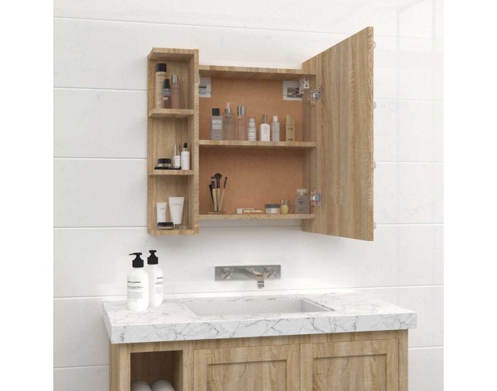 Sonata H Огледален шкаф с LED, дъб сонома, 70x16,5x60 см