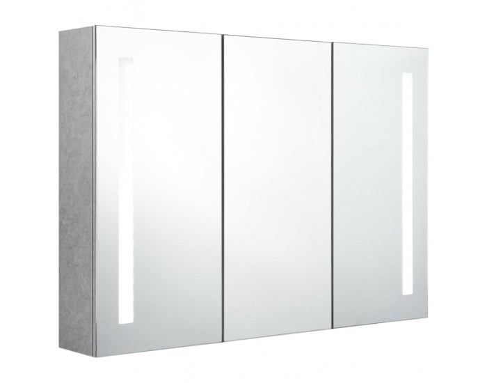 Sonata H LED шкаф с огледало за баня, бетонно сив, 89x14x62 см