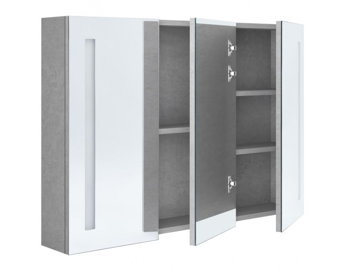 Sonata H LED шкаф с огледало за баня, бетонно сив, 89x14x62 см