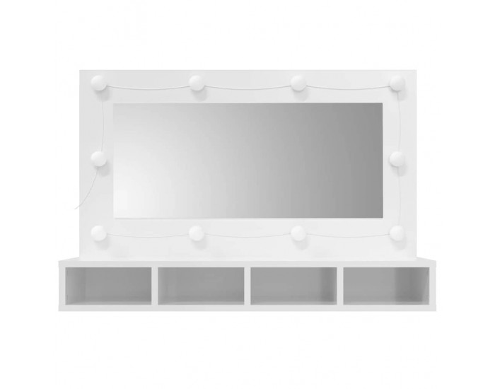 Sonata H Огледален шкаф с LED, бял гланц, 90x31,5x62 см