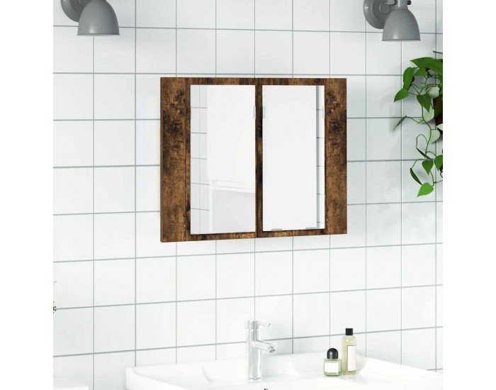 Sonata H LED огледален шкаф, опушен дъб, 60x12x45 см, инженерно дърво