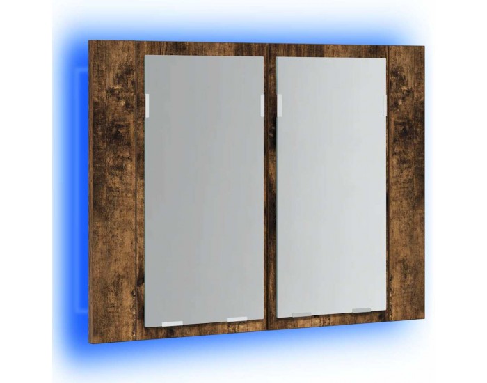 Sonata H LED огледален шкаф, опушен дъб, 60x12x45 см, инженерно дърво