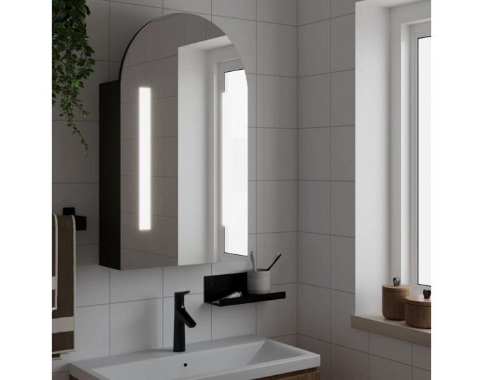 Sonata H Огледален шкаф за баня с LED светлина дъговиден 42x13x70 см